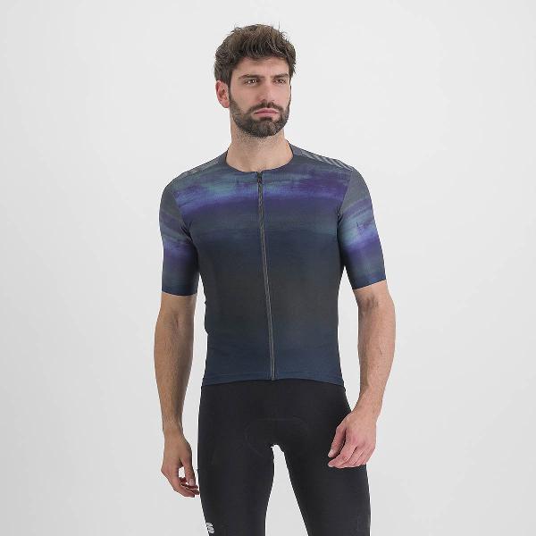 Sportful Fietsshirt korte mouwen HerenBlauw Zwart - FLOW SUPERGIARA JERSEY GALAXY BLUE BLACK - XL