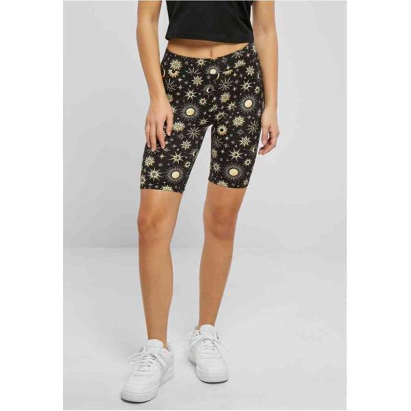 Urban Classics - Soft AOP blacksun Korte cycle broek - 3XL - Zwart/Goudkleurig