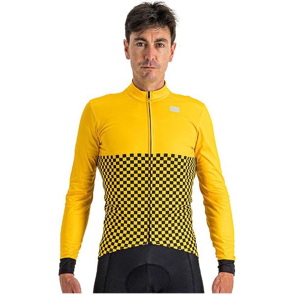 Sportful CHECKMATE THERMAL Fietsshirt Yellow Black - Mannen - maat XXL