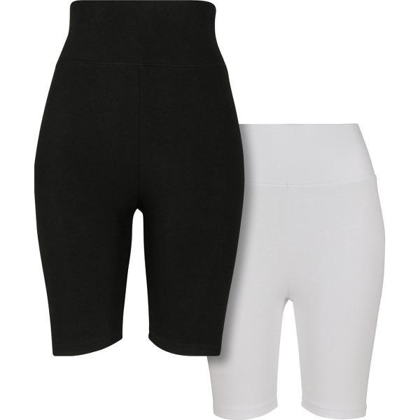 Urban Classics - High Waist 2-Pack Korte cycle broek - S - Zwart/Wit