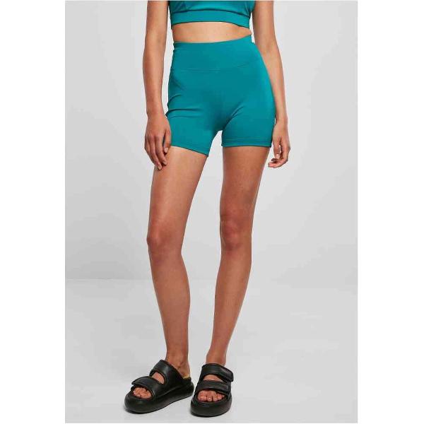 Urban Classics - Recycled High Waist Hotpants Korte cycle broek - M - Blauw