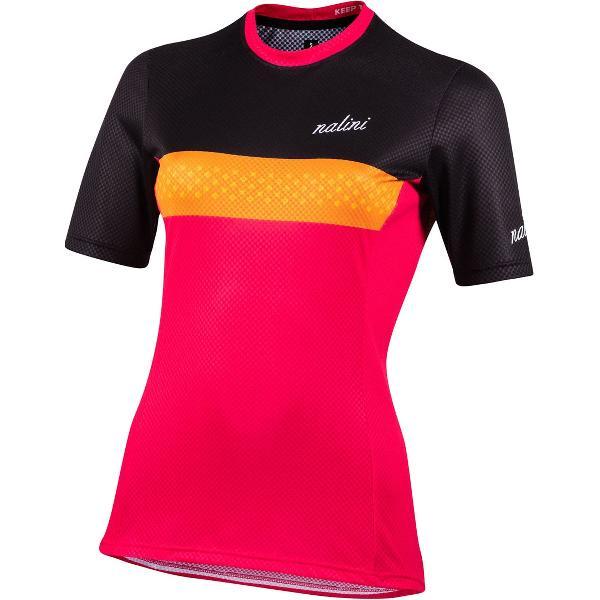 Nalini - Dames - Fietsshirt - Korte Mouwen - Wielrenshirt - Fucsia - Zwart - MTB LADY SHIRT - M