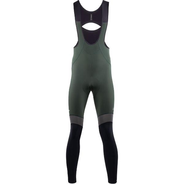 Nalini - Heren - Fietsbroek lang met Bretels - Winter Fietsbroek met Zeem - Thermo Wielrenbroek - Groen - Zwart - NEW WARM REFLEX BIB TIGHT - XL