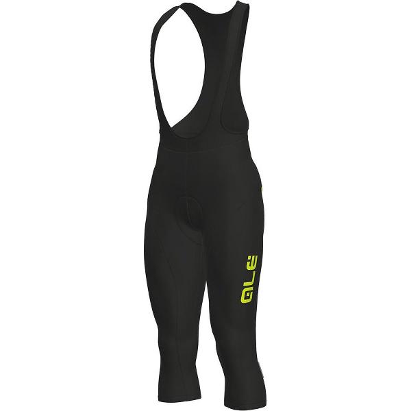 ALE Winter 3/4 Slabbetje Heren Lange Heren Fietsbroeken Strapless - Black / Yellow Fluor - M