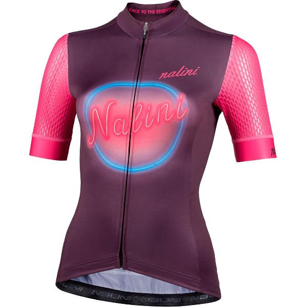 Nalini Dames Fietsshirt korte mouwen - wielrenshirt Rood Fucsia - HOLLYWOOD LADY JERSEY Red wine/Fuxia - XL