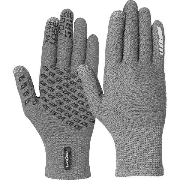 GripGrab - Primavera 2 Merino Lente Herfst Fietshandschoenen Touchscreen Liner Handschoenen met Merinowol - Grijs - Unisex - Maat XS/S