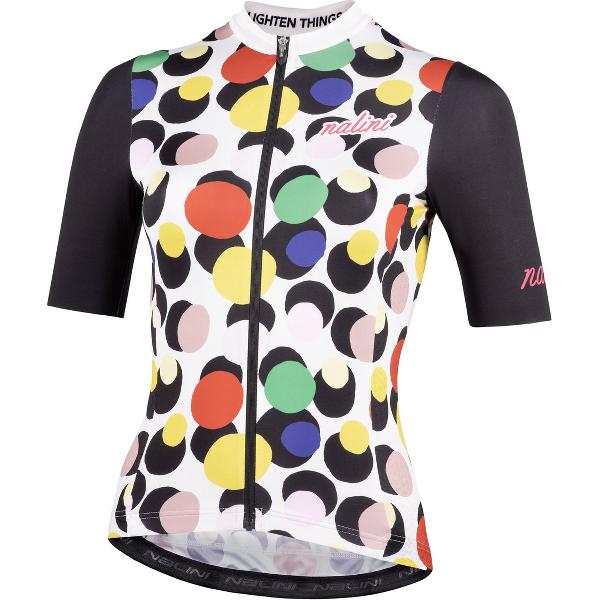 Nalini Dames Fietsshirt korte mouwen - wielrenshirt Zwart - FUNNY LADY JERSEY Black Pois - XS