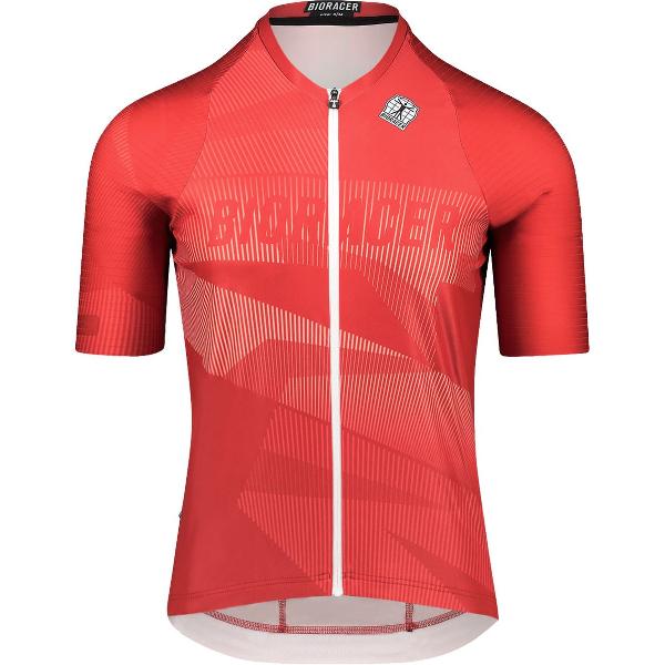 BIORACER Fietsshirt Heren Korte Mouw - New! Zomercollectie 2024 - Model 'Icon' - Rood - Maat S - Fietskleding Heren