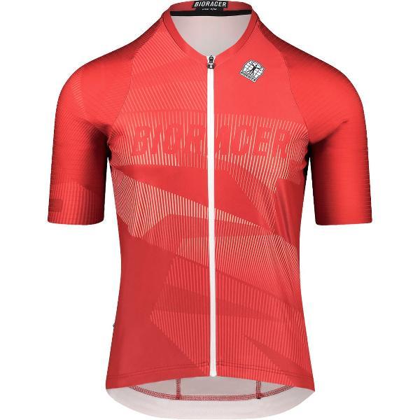 BIORACER Fietsshirt Heren Korte Mouw - New! Zomercollectie 2024 - Model 'Icon' - Rood - Maat XL - Fietskleding Heren