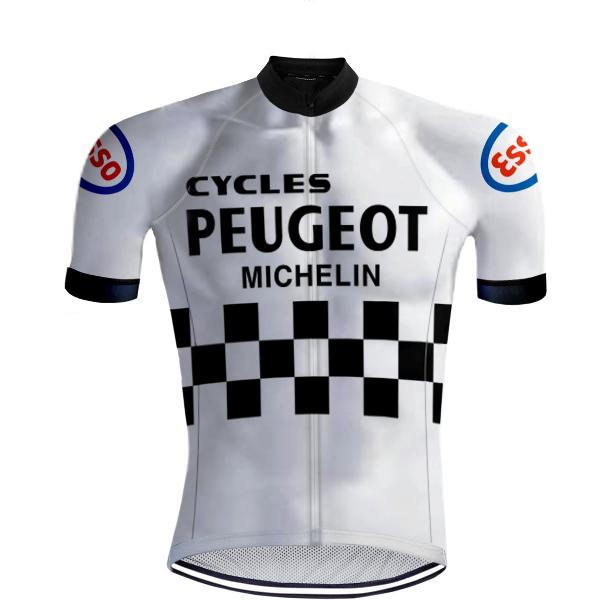 Retro Wielershirt Peugeot Wit/Zwart - REDTED (S)