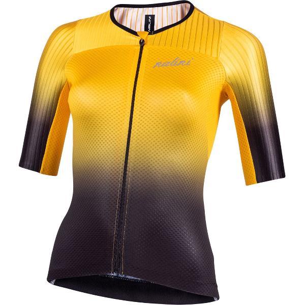 Nalini - Dames - Fietsshirt - Korte Mouwen - Wielrenshirt - Zwart - Geel - NEW LADY ERGO FIT J - XS