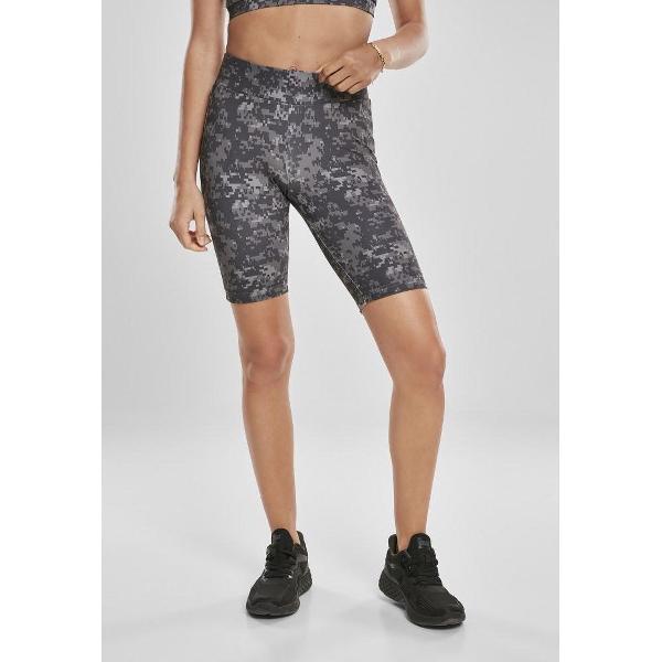 Urban Classics - High Waist Camo Tech Korte cycle broek - XS - Zwart/Grijs