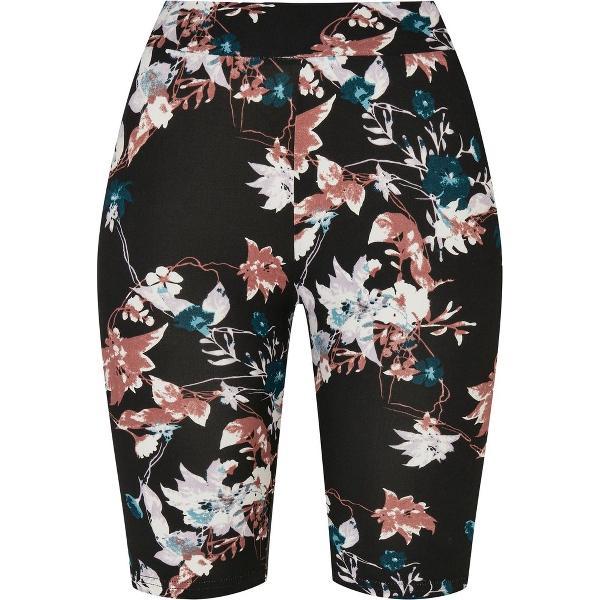 Urban Classics - Soft AOP blacksoftflower Korte cycle broek - L - Zwart