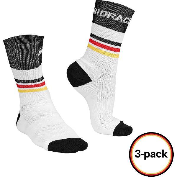 BIORACER Fietssokken 'Official Team BDR' Multipack - Unisex Wielrensokken voor Optimaal Comfort - Wit - Maat 42-44 - 3 Stuks