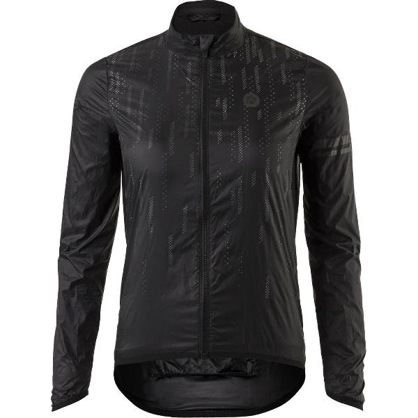 AGU Wind Fietsjack II Essential Dames Hi-vis - Zwart - XXL - Winddicht - Two-way Rits - Reflecterend