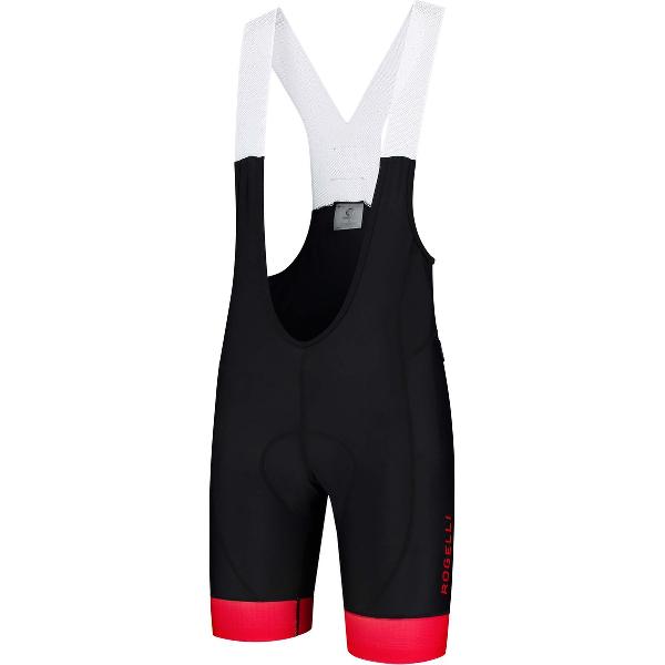 Rogelli Flex Korte Fietsbroek - Met Bretels - Heren - Zwart, Rood - Maat XL