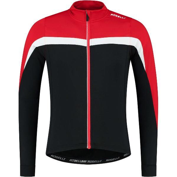 Rogelli Course Fietsshirt Heren - Wielershirt met Lange Mouwen - 10°-20° C - Zwart, Rood, Wit - Maat S