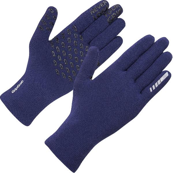 GripGrab - Waterproof Knitted Thermo Fietshandschoenen Regen Handschoenen - Navy Blauw - Unisex - Maat XL/XXL