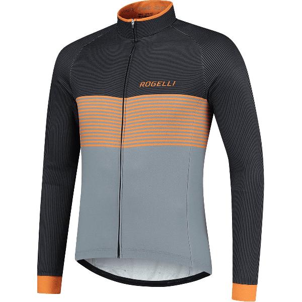 Rogelli Boost Wielershirt Lange Mouwen - Fietsshirt Heren - Grijs/Zwart/Oranje - Maat L