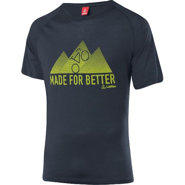 Löffler Sportshirt Heren Lyocell/wol Grijs/lichtgroen Mt 60