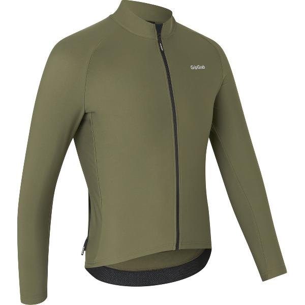 GripGrab - ThermaPace Thermo Fietsshirt Lange Mouwen Lente Herfst Wielrenshirt Cycling Jersey - Olijf Groen - Heren - Maat L