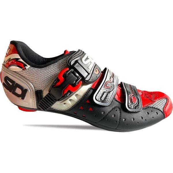 Sidi Scarpe Genius 5 Hi-Tech - Racefietsschoenen - Hi-Tech Carbon Fiber Zool - Steel Zwart Rood - Maat 41