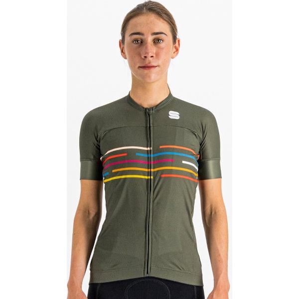 Sportful Fietsshirt Korte Mouwen Groen Multikleur Dames - V�lodrome W Short Sleeve Jersey Beetle-S