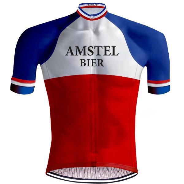 Retro Wielershirt Amstel Bier Rood/Blauw - REDTED (XXL)