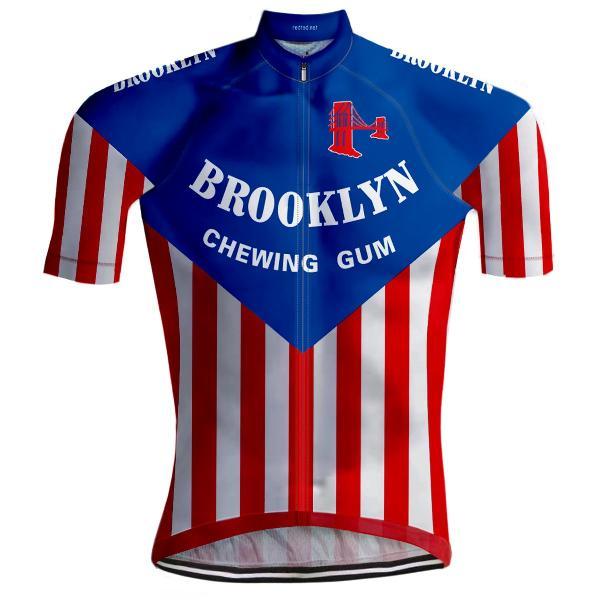 Retro Wielershirt Brooklyn Blauw/Rood - REDTED (S)