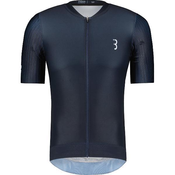 BBB Cycling AeroTech Fietsshirt Heren - Korte Mouwen - Aerodynamisch Wielrenshirt - Donker Blauw - Maat L - BBW-406