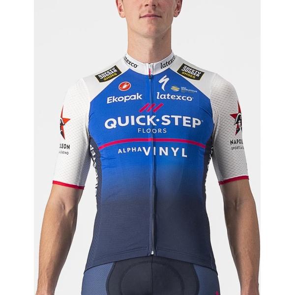 Castelli Fietsshirt Korte Mouwen Heren Blauw Wit - Quick-Step Alpha Vinyl COMPETIZIONE JERSEY BELGIAN BLUE WHITE-XL