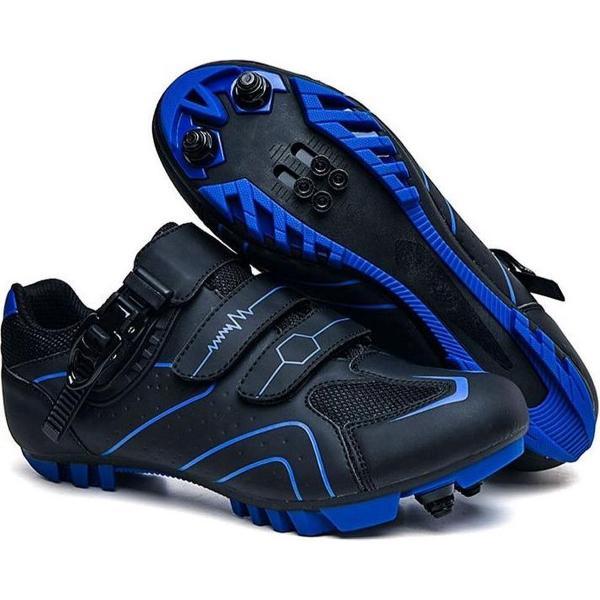 RAMBUX® - Fietsschoenen - MTB Schoenen Heren & Dames - Zwart Blauw - SPD Zool - Wielrenschoenen - Klikschoenen - Mountainbike - Racefiets - Maat 45