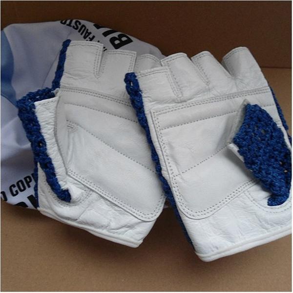 Retro Cycling fietshandschoenen zomer Blauw - Vintage style leather Cycling gloves-M