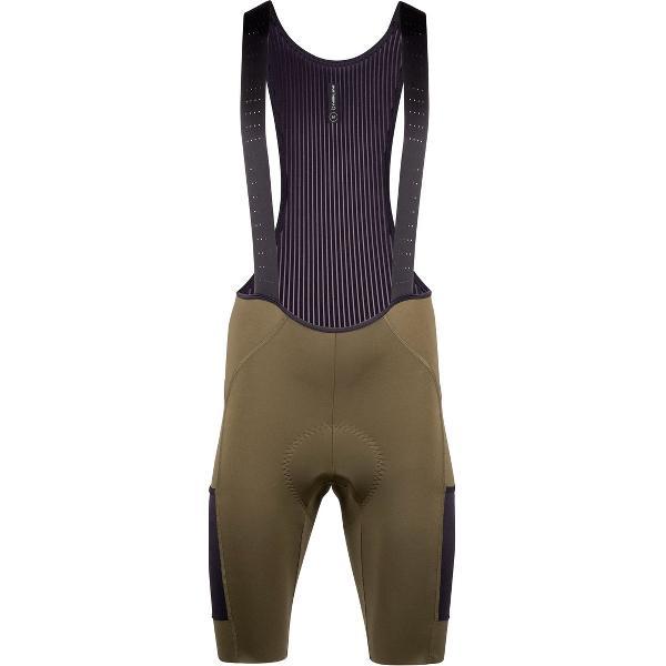 Nalini Heren Fietsbroek kort met bretels - Koersbroek - wielrenbroek Groen - GRAVEL BIB SHORT Khaki green - L