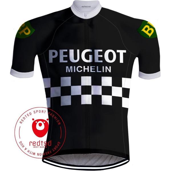 Retro Wielershirt Peugeot Zwart/Wit - REDTED (3XL)