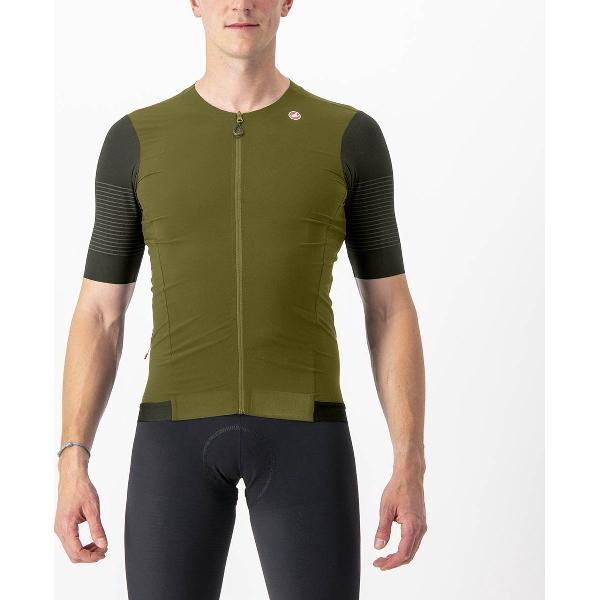 Castelli Premio Black Jersey - Avocado Green/Deep Green