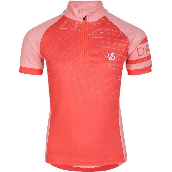 Dare2B, Speed Up Jersey Kinder fietsshirt, sneldrogend + halve rits, Neon Peach, Maat 164