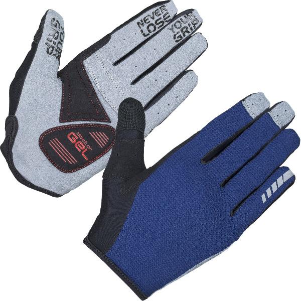 GripGrab - Shark Padded Lange Vinger Zomer MTB Gravel Fietshandschoenen - Navy Blauw - Unisex - Maat S