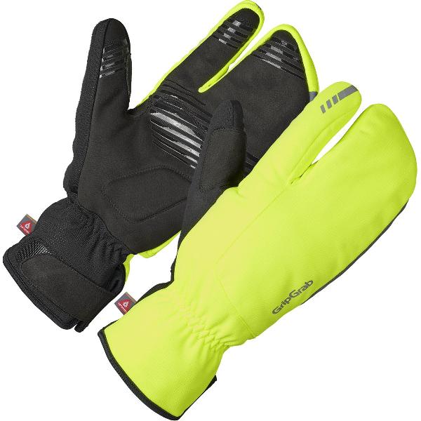 GripGrab - Nordic 2 Windproof Strenge Winter Lobster Fietshandschoenen - Geel Hi-Vis - Unisex - Maat L