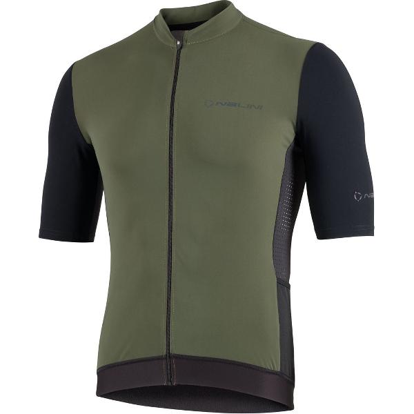 Nalini Fietsshirt Korte Mouwen Heren Zwart Groen - NEW SUN BLOCK MEN J BLACK ARMY GREEN - L