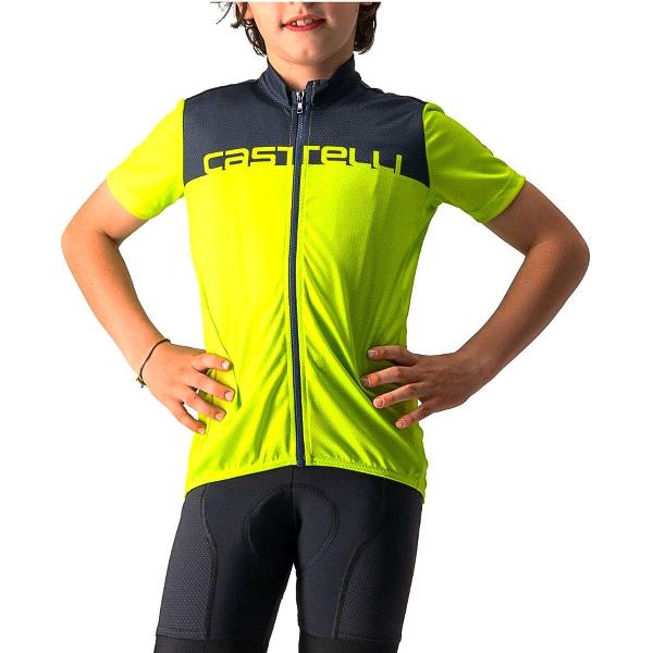 Castelli Fietsshirt Korte Mouwen Kids Lime Blauw - NEO PROLOGO JERSEY ELECTRIC LIME SAVILE BLUE-6Y