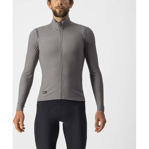 Castelli Fietsshirt lange mouwen waterafstotend Heren Grijs - TUTTO NANO RoS JERSEY NICKEL GRAY - XL