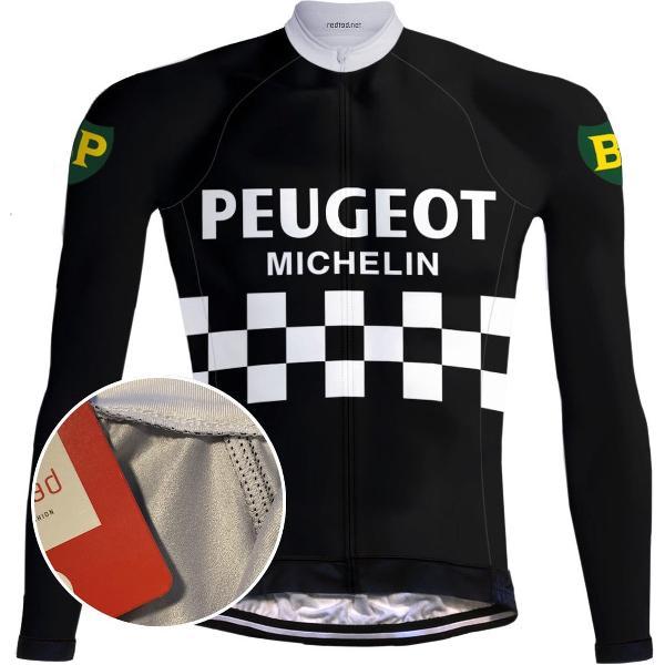 Retro Wielershirt lange mouwen Peugeot-BP-Michelin Zwart - RedTed (M)