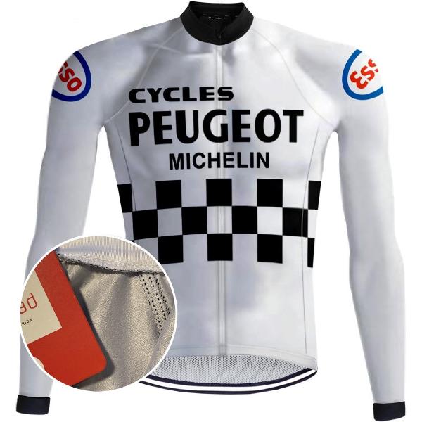 Retro Wielershirt lange mouwen Peugeot Wit - REDTED (XXL)