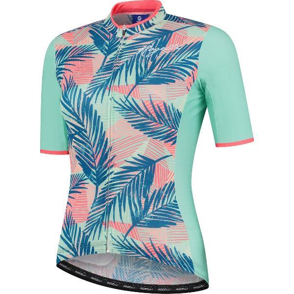 Rogelli Leaf Fietsshirt - Korte Mouwen - Dames - Mint, Coral - Maat XS