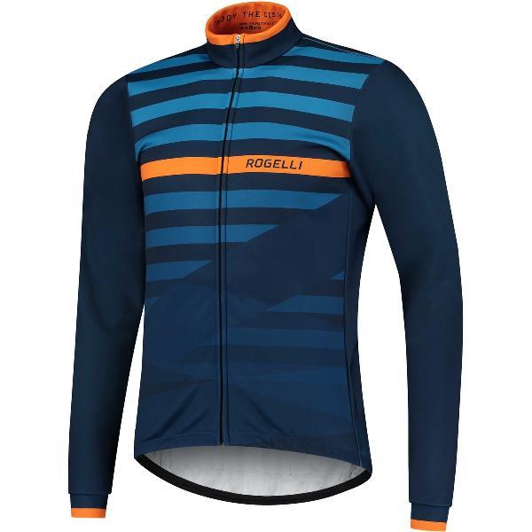 Rogelli Stripe Winterjack - Fietsjack Heren - Blauw/Oranje - Maat M