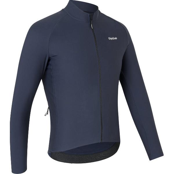 GripGrab - ThermaPace Thermo Fietsshirt Lange Mouwen Lente Herfst Wielrenshirt Cycling Jersey - Navy Blauw - Heren - Maat L