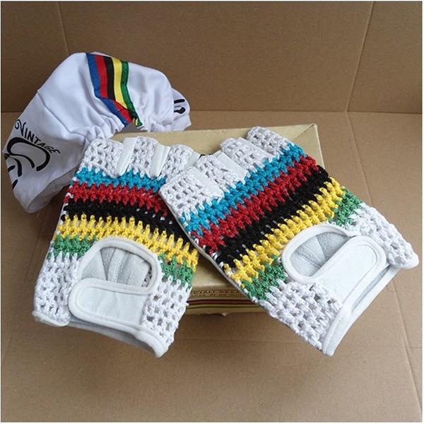 Retro Cycling fietshandschoenen zomer Worldcup - Vintage style leather Cycling gloves-M