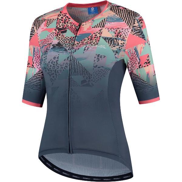 Rogelli Animal Fietsshirt - Korte Mouwen - Dames - Blauw, Coral - Maat XL