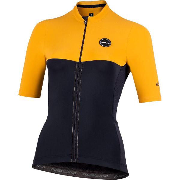 Nalini Dames Fietsshirt korte mouwen - wielrenshirt Zwart Mosterd - COVER LADY JERSEY Black/Mustard - L